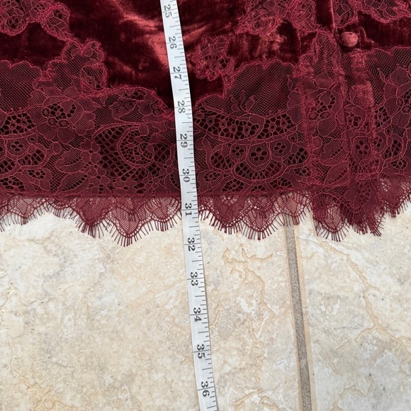 Soft Surroundings Eden Velvet and Lace Top Cabernet 1X - Picture 8 of 9